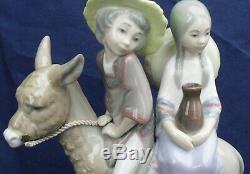 Lladro RIDE IN THE COUNTRY boy & girl on donkey model 5354 produced 1986-1993