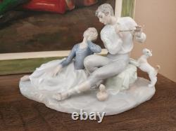 Lladró Rare Flute Player Romantic figurine Man Woman and Dog made Spain #4670