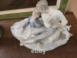 Lladró Rare Flute Player Romantic figurine Man Woman and Dog made Spain #4670