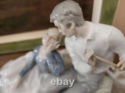 Lladró Rare Flute Player Romantic figurine Man Woman and Dog made Spain #4670