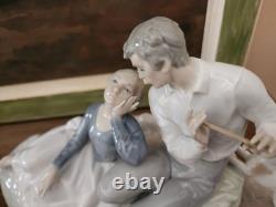 Lladró Rare Flute Player Romantic figurine Man Woman and Dog made Spain #4670