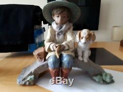 Lladro The Old Fishing Hole Gres Figurine 2237 Boy Fishing With Dog Retired