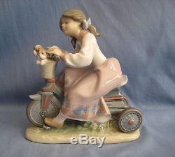 Lladro Traveling In Style #5680 Young Girl On Trike With Puppies Perfect