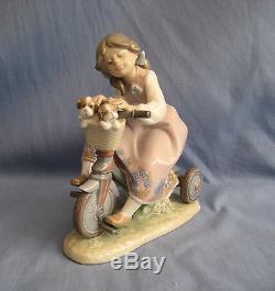 Lladro Traveling In Style #5680 Young Girl On Trike With Puppies Perfect