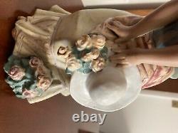 Lladro gres lady figurine holding a hat