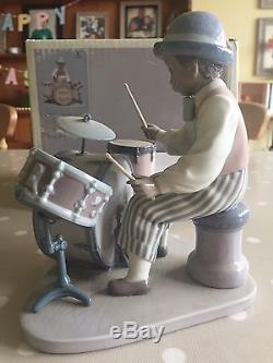 Lladro'jazz Drums' 5929 Mint Condition With Box Jazz Musician On Drums