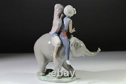 Lovely Rare Lladro Hindu Children on Elephant 5352 Porcelain Figurine