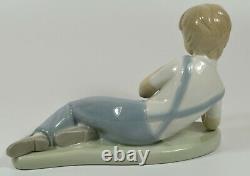 Lovely Retired Early Lladro Nao Figure Child With Harmonica 0166