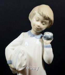 Lovely Zaphir Pre Lladro / Nao Figure Boy with Clock and Pillow