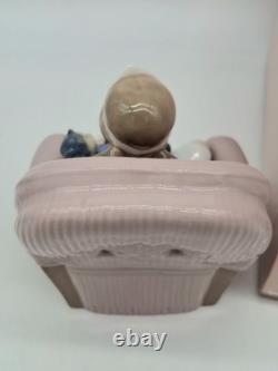 NAO BY LLADRO GIRL PLAYING NURSE/ #1055 On CHAIR HOLDING DOLL, Box, No Insert