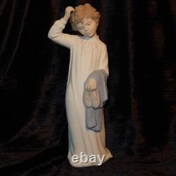 NAO By Lladro 232 MATTE Sleepy Boy withSlippers Scratching Head Nightshirt