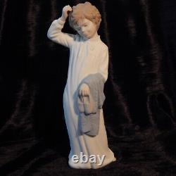 NAO By Lladro 232 MATTE Sleepy Boy withSlippers Scratching Head Nightshirt