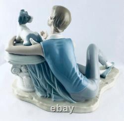 NAO By Lladro Early 1977 Large Sitting Boy & Dog Perfect