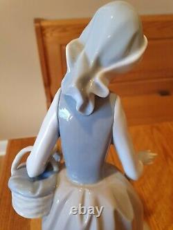 NAO By Lladro Woman Holding Basket With Dog 12 RARE mint condition