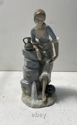 NAO Hand Made In Spain Porcelain Figurine Woman Leaning with Water Pitcher 14