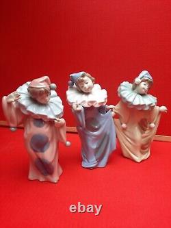 NAO LLADRO CIRCUS STAR PIERROT CLOWN PORCELAIN FIGURE SET x 3