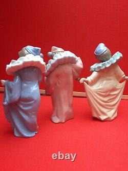 NAO LLADRO CIRCUS STAR PIERROT CLOWN PORCELAIN FIGURE SET x 3