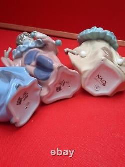 NAO LLADRO CIRCUS STAR PIERROT CLOWN PORCELAIN FIGURE SET x 3