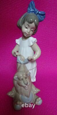NAO/LLADRO,'My Lovely Lion', Young girl with large soft-toy Lion, Superb figure