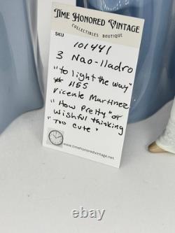 NAO Lladro 3 Figurines 1998 Spain 1155 Light the way How Pretty too cute NAO Lladro 3 Figurines 1998 Spain 1155 Light the way How Pretty too cute