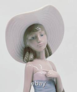 NAO Lladro Girl with Basket of Flowers Figurine 12 Tall Ceramic Woman Retired