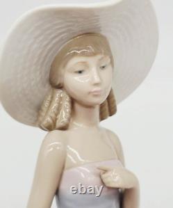 NAO Lladro Girl with Basket of Flowers Figurine 12 Tall Ceramic Woman Retired