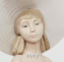 NAO Lladro Girl with Basket of Flowers Figurine 12 Tall Ceramic Woman Retired