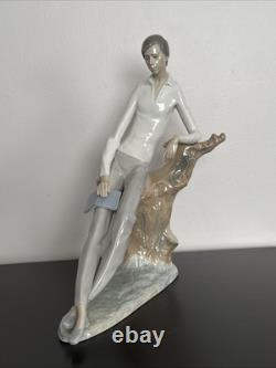 NAO Lladro Large Figure Boy on Stump With Book