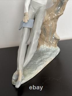NAO Lladro Large Figure Boy on Stump With Book