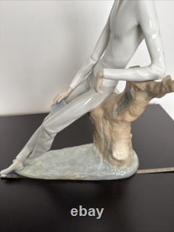 NAO Lladro Large Figure Boy on Stump With Book