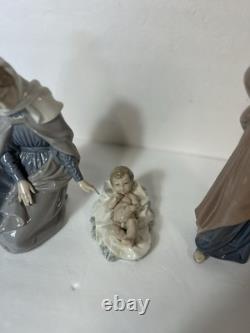 NAO Lladro Nativity Set 3pc Holy Family Figures Spain Porcelain Joseph No Staff