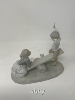 NAO Lladro Spain Bisque Porcelain Boy and Girl on Seesaw with Dog