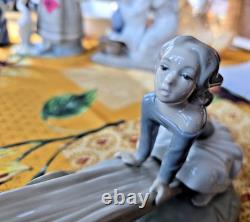 NAO Lladro Spain Bisque Porcelain Boy and Girl on Seesaw with Dog #4867