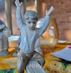 NAO Lladro Spain Bisque Porcelain Boy and Girl on Seesaw with Dog #4867