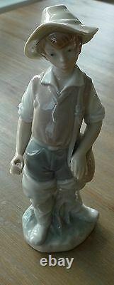 NAO Lladro Spain Porcelain Figurine Boy In Fishing Boots/Made in Spain