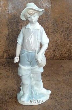 NAO Lladro Spain Porcelain Figurine Boy In Fishing Boots/Made in Spain