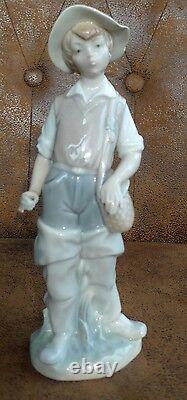 NAO Lladro Spain Porcelain Figurine Boy In Fishing Boots/Made in Spain