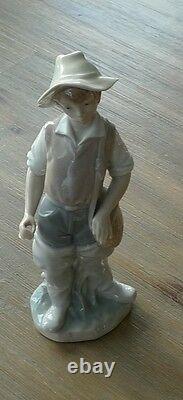 NAO Lladro Spain Porcelain Figurine Boy In Fishing Boots/Made in Spain