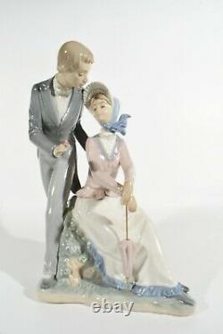 NAO Lladro Spain XXL Porcelain Figurine ° Biedermeier Pair 1984 ° Flowers Horseman