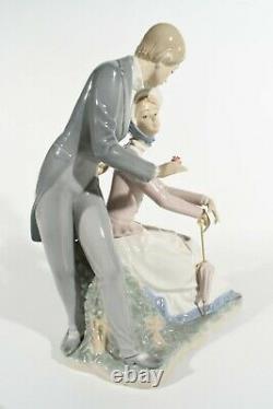 NAO Lladro Spain XXL Porcelain Figurine ° Biedermeier Pair 1984 ° Flowers Horseman