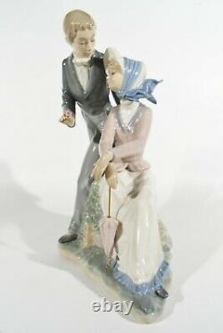 NAO Lladro Spain XXL Porcelain Figurine ° Biedermeier Pair 1984 ° Flowers Horseman