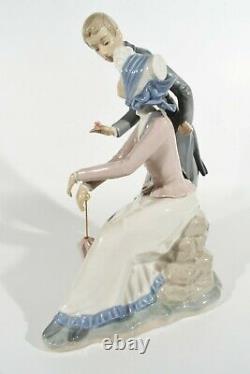 NAO Lladro Spain XXL Porcelain Figurine ° Biedermeier Pair 1984 ° Flowers Horseman