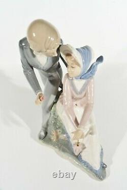 NAO Lladro Spain XXL Porcelain Figurine ° Biedermeier Pair 1984 ° Flowers Horseman