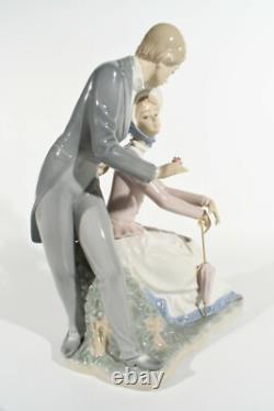 NAO Lladro Spain XXL porcelain figurine ° Biedermeier couple 1984 ° flowers cavalier