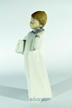 NAO Lladro Spain porcelain figurine ° bedtime ° girl with pillow and clock