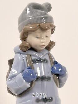NAO Lladro Traveling Girl with Dog Blue Backpack and Jacket Figure Retired #1038