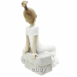 NAO Spring Girl Bird Basket Pottery Doll Figure 17cm