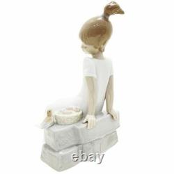 NAO Spring Girl Bird Basket Pottery Doll Figure 17cm