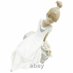 NAO Spring Girl Bird Basket Pottery Doll Figure 17cm