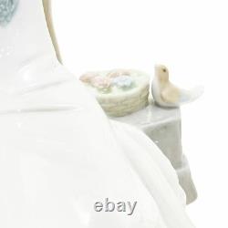NAO Spring Girl Bird Basket Pottery Doll Figure 17cm